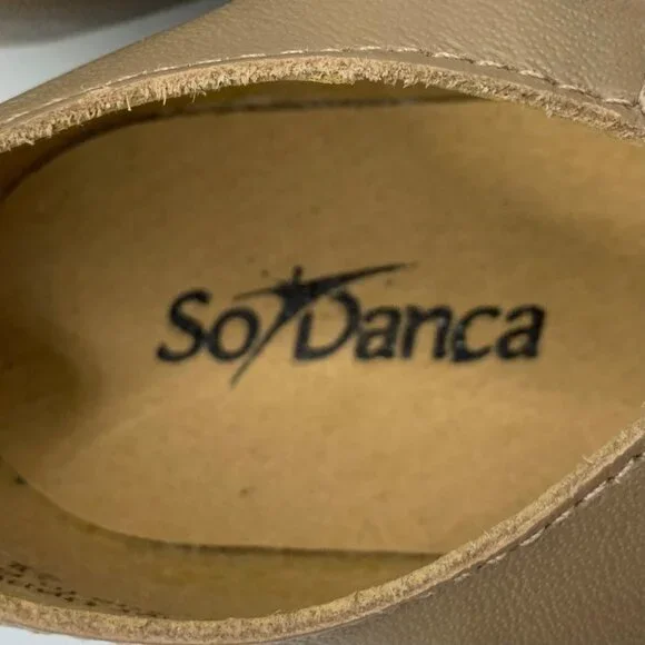 So Danca Jazz T-Strap Grecian Dance Sandals Tan Leather 4.5 Shoe Slip On Mileyka - Picture 8 of 10
